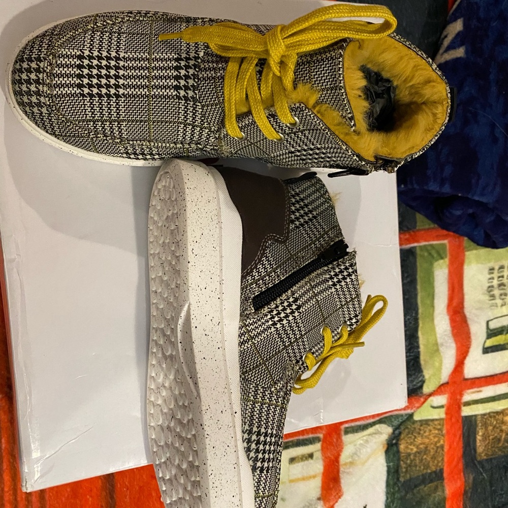 Romika Plaid Ankle Boots with Yellow Accents
